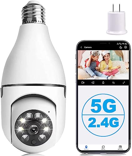 kaltagled Light Bulb Security Camera 3MP, WiFi 2.4G&5G Security Outdoor &Indoor Camera, Home 360Â°Surveillance Cam with Motion Detection Alarm Night Vision Light Socket Security Camera Two-Way Audio