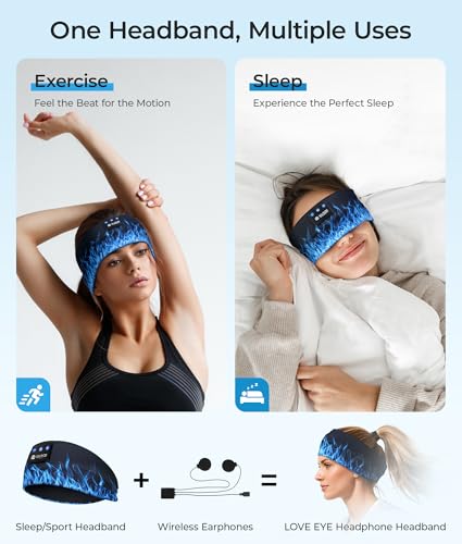 Image of LOVE EYE Sleep Sport Headphones Wireless Bluetooth 5.4 Headband Headphone
