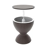 SHAREWIN Portable Outdoor Cooler Table, 8 Gallon Ice Cooler with Drainage Plug, Lift Top Lid 3-in-1 Rattan Style Patio Bar Side Table – Perfect for Parties