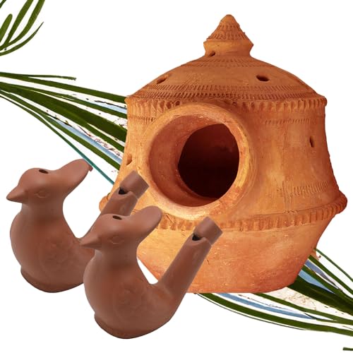 Image of KraftsKala Bird Nest with Two Whistles, Exciting Fun Water Whistles Mimics Bird Sounds for Balcony, Hanging Cage, Breeding Box for Sparrows, Budgies, Love Birds, Finches, Parakeets