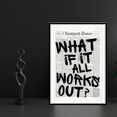 Image of Minimalist Motivational Quote Premium A4 Wall Frame | inchWhat If It All Works Out inch Emotionally Calming Aesthetic Home Decor | Inspirational Modern Wall Art Frame for Bedroom, Living Room, Office & Study