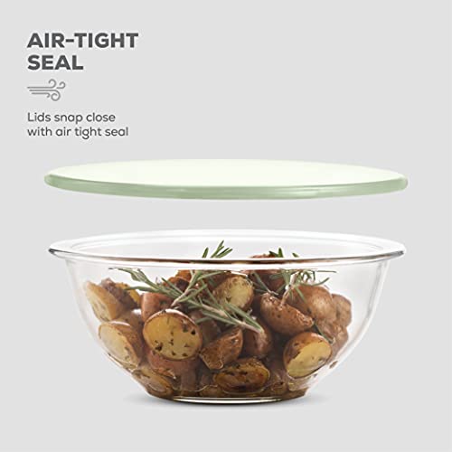 Superior Glass Mixing Bowls with Lids - 8-Piece Mixing Bowl Set with BPA-Free lids, Space-Saving Nesting Bowls - Easy Grip & Stable Design for Meal Prep & Food Storage -Glass bowl For Cooking, Baking