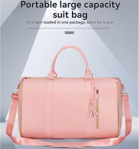 Trendfetchus Foldable Travel Bag, Lightweight Expandable Duffel, Travel Convertible Carry On Garment Bag, Large Capacity Leather (Blue stripes)3