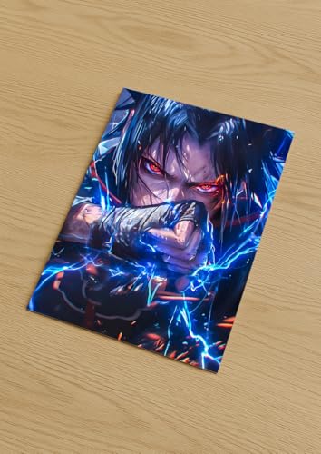 Image of NIJUKA Anime Printed Metal sheet Poster For Home And Room Decoration | For Anime Art Fans Boys And Girls (Sasuke active mangekyo sharingan)