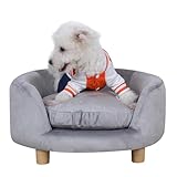 Cat Sofa Beds,Dog Sofa Chair,Pet Sofa,Small Dog Beds, Puppy Bed,Wooden Frame and Velvet Fabric and Washable Cushion,Comfy Cat Couch for Small Cats&Dogs&Puppy (Grey)