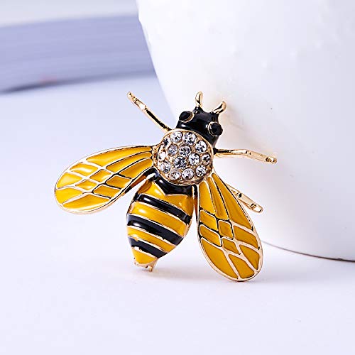 Rinhoo Friendship 3 Pcs Cute Honeybee Animal Insect Brooches Pin Colorful Crystal Rhinestones Bee Shape Corsages Scarf Clips Jewelry For Women Girls (3Pcs Honeybee-Yellow) #TOP5