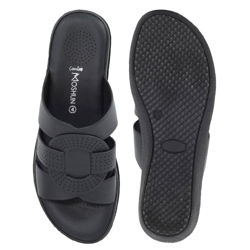 Image of Moshun Criss Cross Sandals for Women & Girls | Multi Strap & X Strap Flat Sandals, Bounce Back Technology Footbed with Adjustable Strap, Anti-Slip Sole | Lightweight Daily Wear Casual Slip-On Sandals