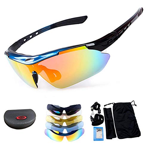 HugeAuto X7 - Gafas de sol deportivas polarizadas, gafas tácticas militares con 4 lentes intercambiables, gafas protectoras para hombres y mujeres para correr, ciclismo, esquí, pesca