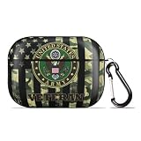 US Army Veteran for AirPods Pro Case, Camouflage American Flag Hard Case Protective Cover with Keych