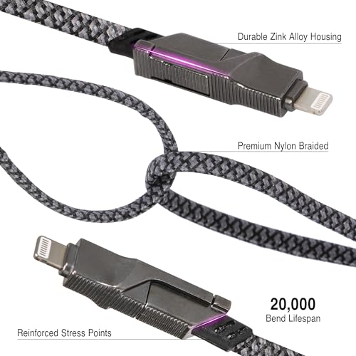 4 in 1 Charging Cable, Braided USB A & USB C Multi Port, 65W Lightning Fast 4 Charging Cable, Durable 4 in 1 USB Charging Cable for Efficient Power Delivery, Universal Compatibility - Image 5
