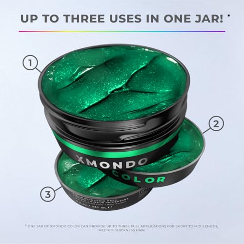 Image of XMONDO Color Super Green Depositing Mask, Hair Dye, 8 Fl Oz | Semi-Permanent, Infused with Bond Booster & Hyaluronic Acid for Nourishment, Revitalization & Repair, Vegan Formula