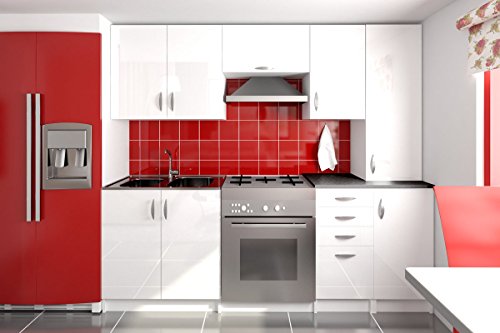 tendencio Cuisine complète 220 cm OXANE laquée Brillant Blanc