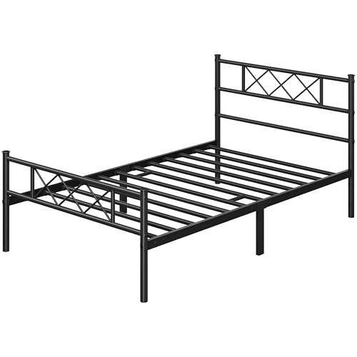 Yaheetech Cama Individual 90 x 200 cm con Espacio Almacenamiento Bajo Marco Metal Altura del Suelo 32 cm Negro