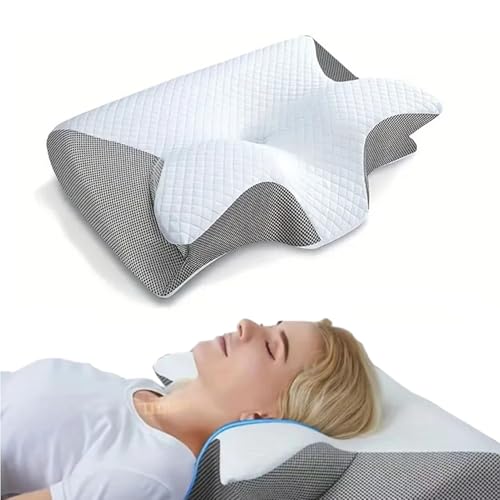 Almohada para dormir, almohada de espuma viscoelástica para el dolor de cuello y hombros, almohadas ergonómicas para dormir de lado con funda refrescante, mejores secretos para dormir