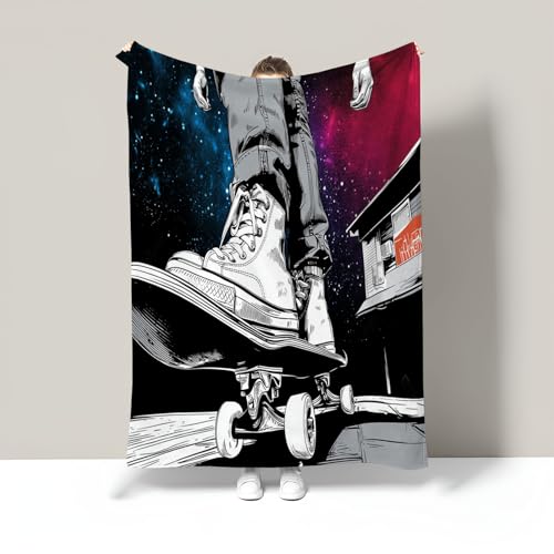 Couverture polaire moelleuse douce chaude violette imprimé 3D
