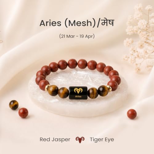 Image of Astrotalk Zodiac Bracelet with Raw Selenite Plate | Healing Crystals for Protection & Emotional Balance | Citrine & Tiger Eye | Bracelet for Man & Woman | Gift for Man & Woman