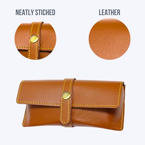 Image of Personalized Leather Goggle Cover | Custom Name | Unisex Faux Leather Eyewear Case with Button Closure | Travel-Friendly & Durable Sunglasses Holder for Men & Women