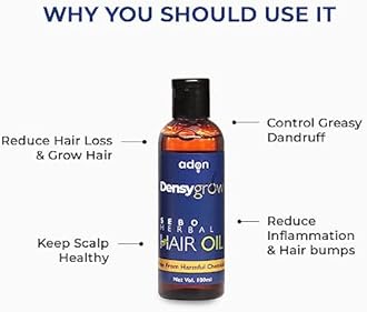Adon (Waidon) Densy Grow Sebo Herbal Hair Oil For Unisex | Hair Fall Control & Promotes Hair Growth With Bringharaj & Coconut Oil Natural Ayurvedic Ingredients | Free From Harmfull Chemicals | 100Ml