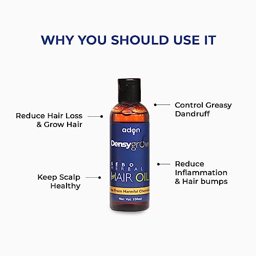 Adon (Waidon) Densy Grow Sebo Herbal Hair Oil For Unisex | Hair Fall Control & Promotes Hair Growth With Bringharaj & Coconut Oil Natural Ayurvedic Ingredients | Free From Harmfull Chemicals | 100Ml