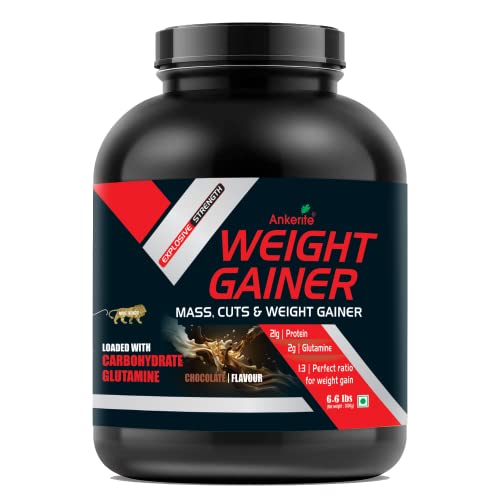 Image of Ankerite Weight Gainer | High-Calorie Mass Gainer for Healthy Weight Gain & Muscle Growth | Supports Muscle Recovery & Strength for men or Woman (3000 g, CHOCOLATE)
