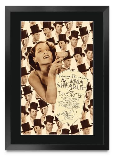 Póster enmarcado A3 The Divorcee 1930 con autógrafo de Norma Shearer para coleccionistas