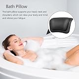 Koelaa Poduszka łazienkowa, wodoodporna poduszka do wanny 3D, ergonomiczna poduszka do wanny z 2 antypoślizgowymi przyssawkami, wodoodporna poduszka premium do domowego zagłówka spa - czarna