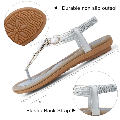 Image of SHIBEVER Flat Sandals for Women Dressy: Summer Comfortable Dress Thong Flats Sandal