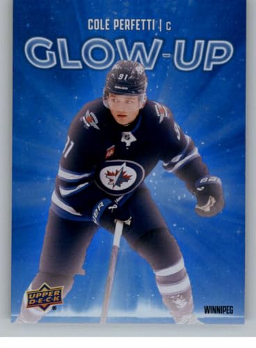 2025-26 Upper Deck Series Two Glow-Up #GU-20 Cole Perfetti Winnipeg Jets Official Hockey Card in Raw (NM or Better) Condition