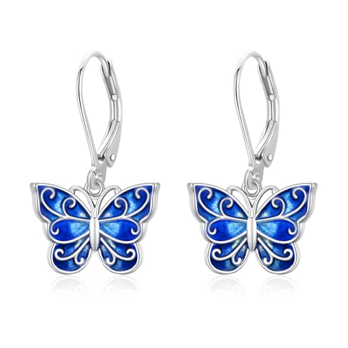 Dragonfly/Butterfly/Hummingbird/Bee Leverback Earrings 925 Sterling Silver Hypoallergenic Moonstone Dangle Drop Earrings Animal Jewelry Gifts for Women Girlfriends Birthday