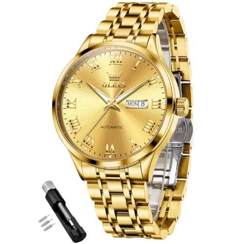 Image of OLEVS Automatic Mens Watches Self Winding Mechanical Business Luxury Dress Wrist Watch Stainless Steel Waterproof Luminous Day Date