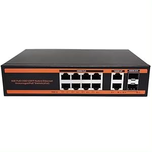 Hanutech PoE Switch 8 Port Gigabit | PoE 8 Port*10/100/1000Mbps+RJ45 Uplinks 2 Ports*1000Mbps+SFP Slots 2 Ports*1000Mbps@150W for CCTV Networking NVR Switch