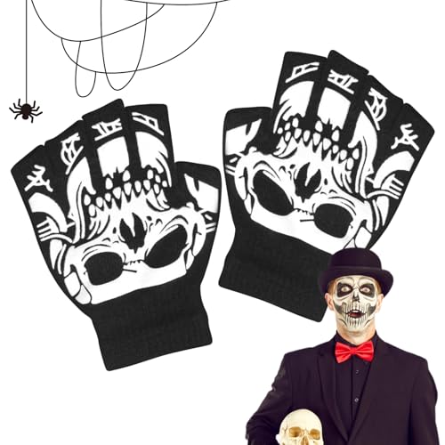 Guanti con scheletro di Halloween, guanti da ciclismo per bambini, guanti caldi con teschio per corsa, esercizio, escursionismo, attività all'aperto