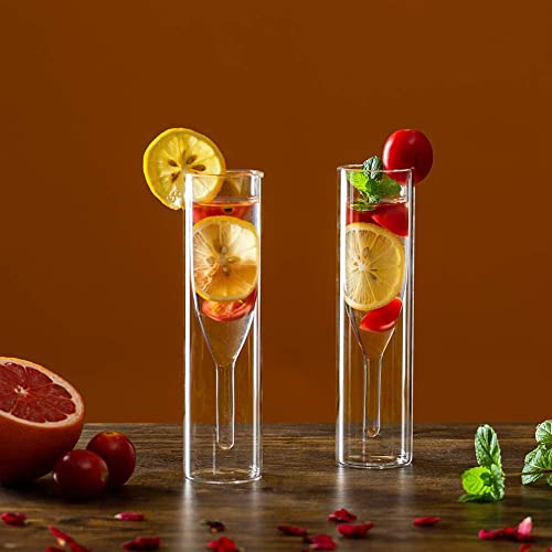 Image of Double Walled Glass Wine Glass 160 ml - Double Wall Glass for Champagne Flutes & Wine Party & Cocktails, Martini & Mocktails Glasses - Party Glass Set of 2 (d. Glass .$, 2)
