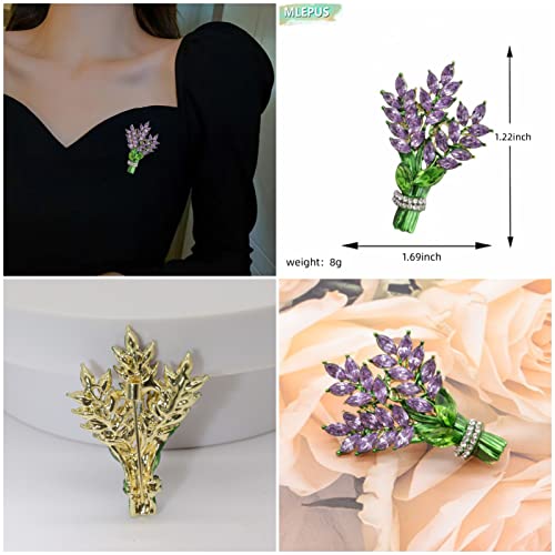 Image of Lavender flower brooch crystal rhinestone tulip brooch elegant accessories jewelry women brooches and pins fashion jewelry wedding flowers lapel pin