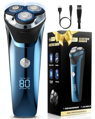 Rasoir Électrique Homme avec Écran LCD, 4D Tête Flottante, IPX7 Étanche pour Rasage Sec et Humide, Rasoir Barbe Homme Rechargeable USB avec Tondeuse...