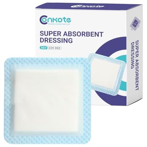 Conkote Super Absorbent Wound Dressings, 4"x4" Sterile Non-Adhesive Absorbent Bandages, Wound Pads for Heavy Exudating Wounds, Ulcer, Surgical Dressing, l - ll Degree Burns, Box of 5 Dressings Cover