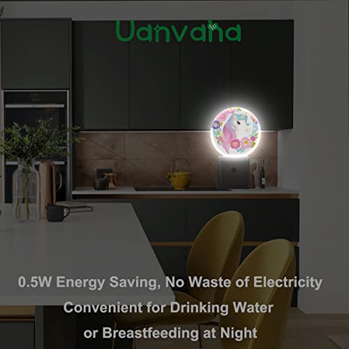Image of Girl Unicorn Plug in Night Light Cute Animal Unicorn with Rainbow Hair Spring Flowers Leaf Nightlight Dusk to Dawn Sensor LED Lighting for Bedroom Bathroom 0.5W Sleep Friendly