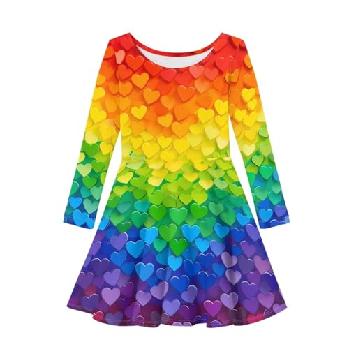 Girls Plus Size Dress Crewneck Ruffle Long Sleeve Flowy Midi Dresses A-line Pleated Dress XS-3XL2