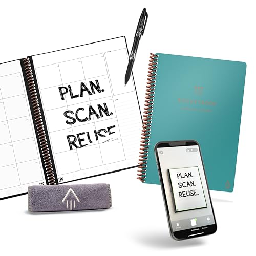 Rocketbook Everyday Planner Smart Reusable Pages, Executive Size 6x8.8, Teal – Erasable & App-Connected, Undated Weekly, Monthly & Annual Templates, Perfect for Productivity, Goals & Scheduling