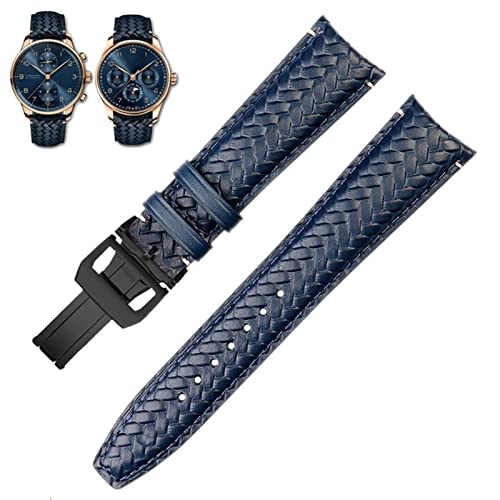 Bracelet en cuir tissé 22mm 20mm pour montre IWC Portugais Pilote boucle déployante