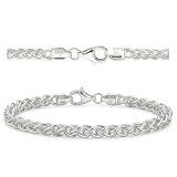 QUADRI - Pulsera Mujer Hombre Plata 925 Modelo Espiga Made in Italy 21.60 cm