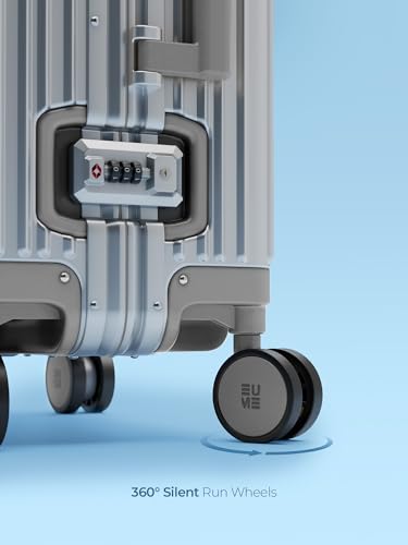 Image of EUME 100% Aluminium Cabin Trolley Bag Small for Travelling 50cm| Durable High-End 8 Silentrun 360 Degree Spinner Wheels | Premium Trolley Bag Small for Travel (Silver with Grey Wheels)
