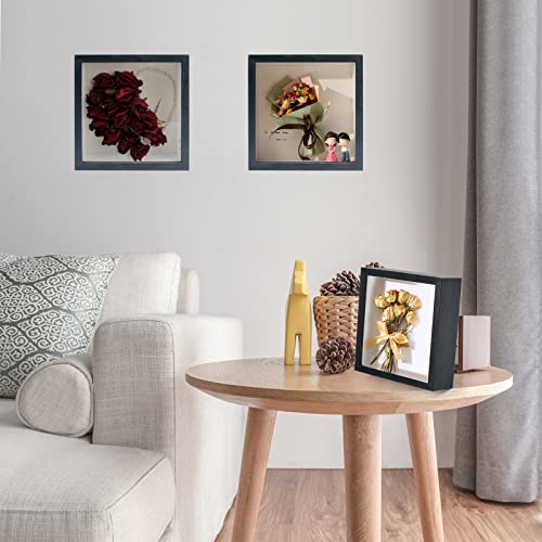 DODUOS 22,5 x 22,5 cm tiefer Eisenrahmen zum Befüllen von 3D-Bildern, Rahmen für 3D-Bilder, 3D-Box-Bilderrahmen, tiefer 3D-Rahmen für Blumenerinnerungen