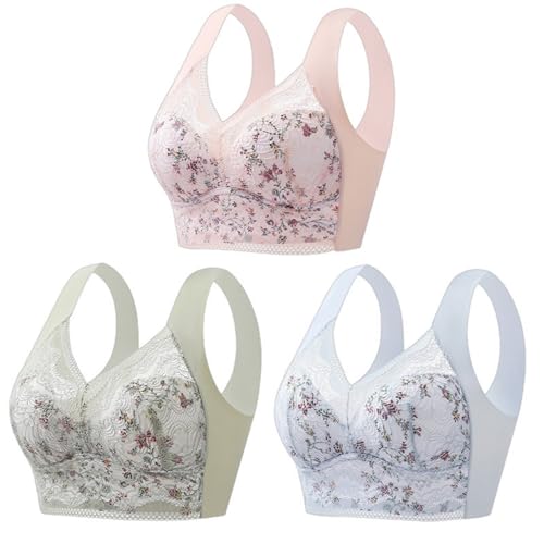Sujetador push up sin costuras talla grande mujeres de mediana edad mayores diseño floral tipo I