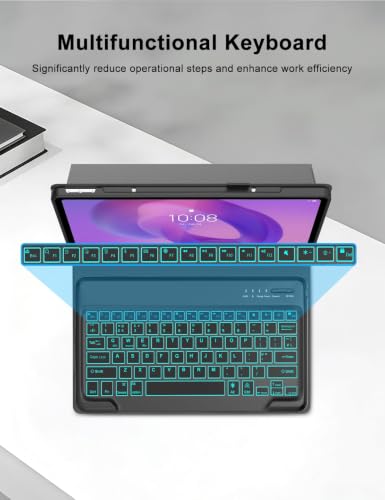 Teclado Lenovo Idea Tab Plus 12.1 funda tipo libro con luz para proteger el lápiz 6