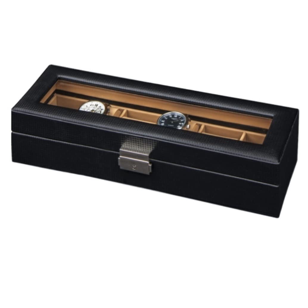ANVLOJRIH KYUSAR Watch Box Watch Organizer Watch Storage Case 6 Slots Watch Box Case Display Storage Box Leather Lockable Jewelry Organizer Display Box Watch Case Watch Holder (Blue : A)