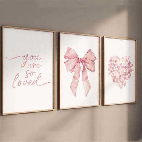 Impression abstraite moderne rose sans cadre | Set de 3 affiches art papillon 40x50cm