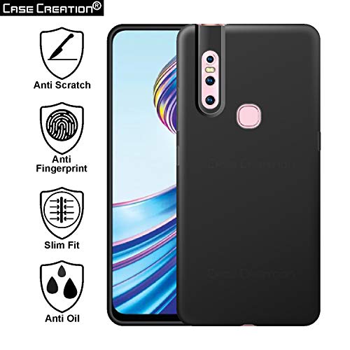 Image of Case Creation Luxurious OG Series for VivoV15 Case Cover,Anti-Dirty Slim Case Frosted Matte Cute Candy TPU Raised Bezel (Splash of Color) Back Cover for Vivo V15 -Black