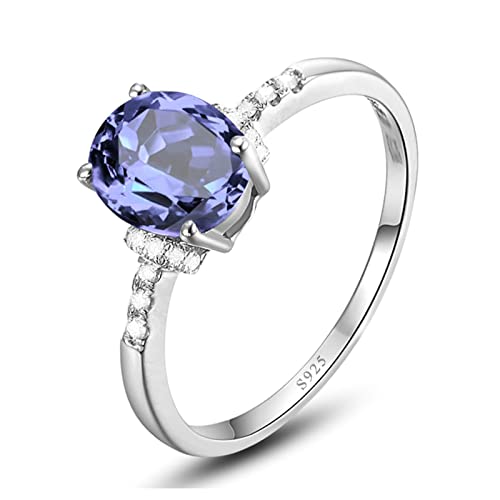 Bague anneau femme argent qui ne noircit pas, éclat violet hypoallergénique