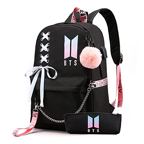 USB Kpop Backpack Casual BangtanBoys Backpack Kpop Laptop Bag College Bag Book Bag Jimin Suga Jin Taehyung V Jungkook Daypack